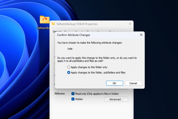 Cacher un dossier dans Windows.