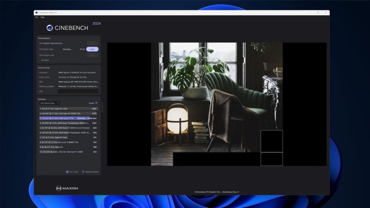 Cinebench 2024 exécutant le test multi-thread.