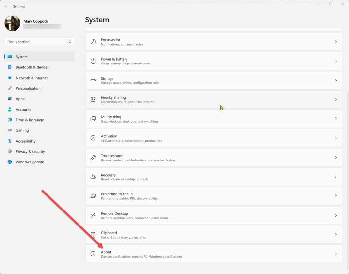 Ouverture de Paramètres > À propos dans Windows 11.
