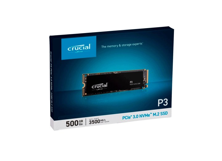 la boîte du SSD Crucial P3 PCIe Gen 4.0 NVMe.