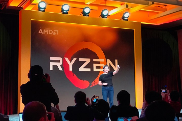 AMD présentant son architecture Ryzen.