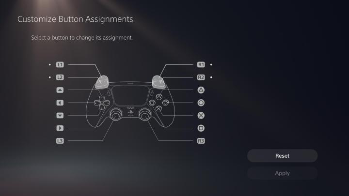 Menu des paramètres PS5 pour remapper la manette