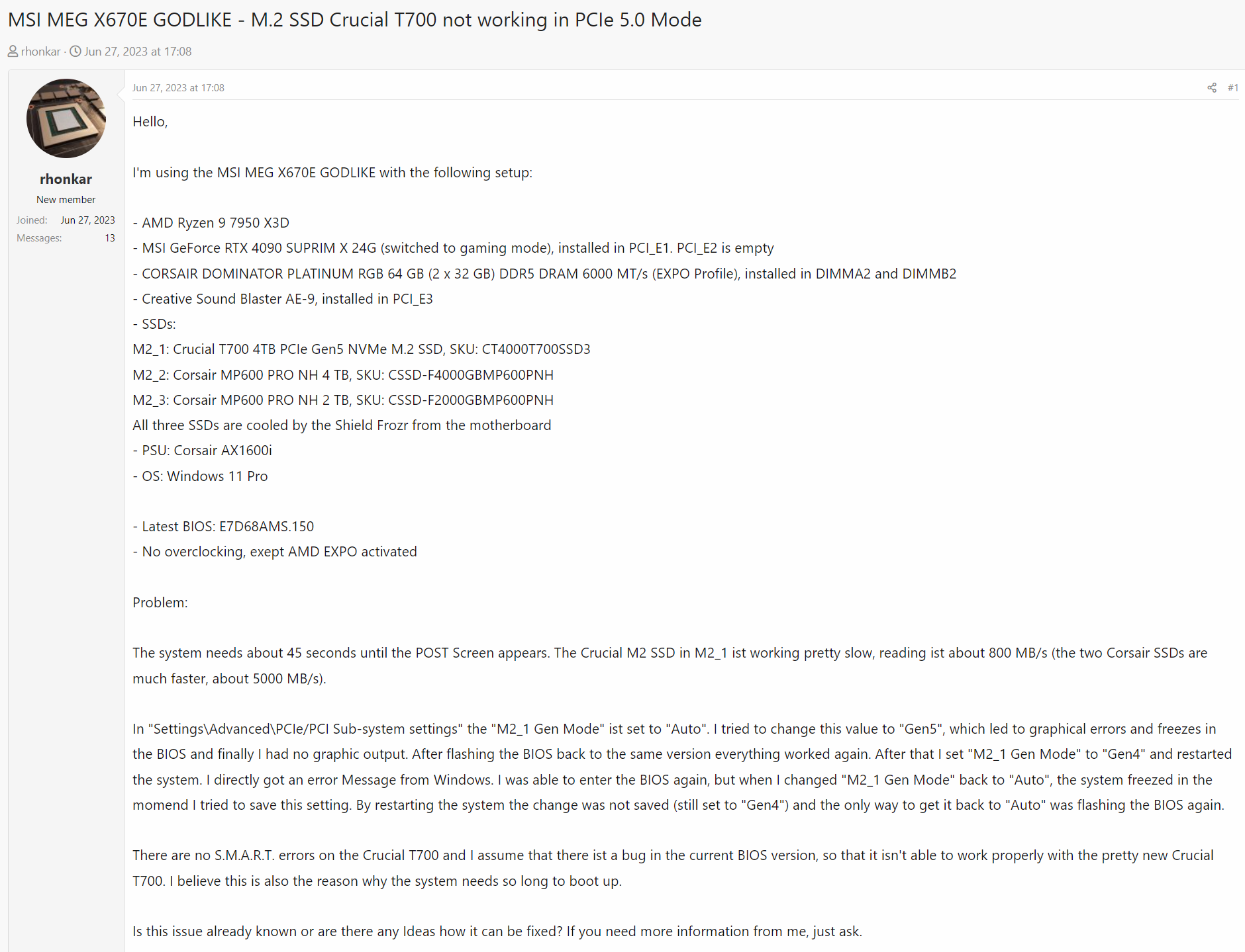 Image de dépannage sur AMD X670E