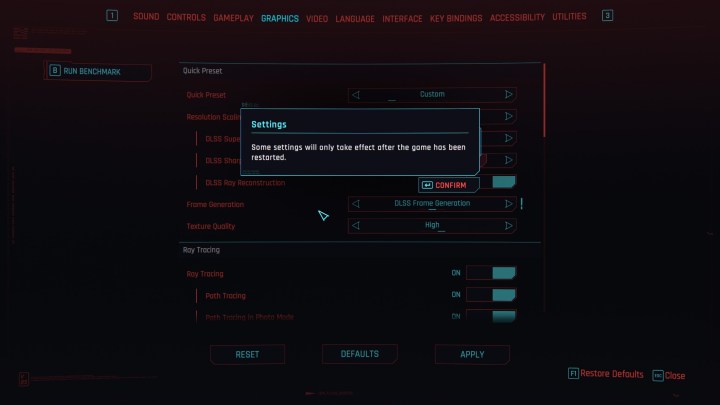 Invitation au redémarrage de Cyberpunk 2077.