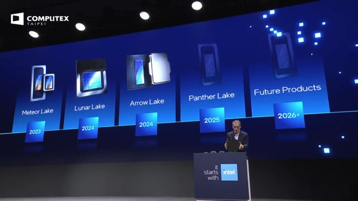 Le CEO d'Intel, Pat Gelsinger, présente la feuille de route d'Intel incluant Arrow Lake, Lunar Lake et Panther Lake.