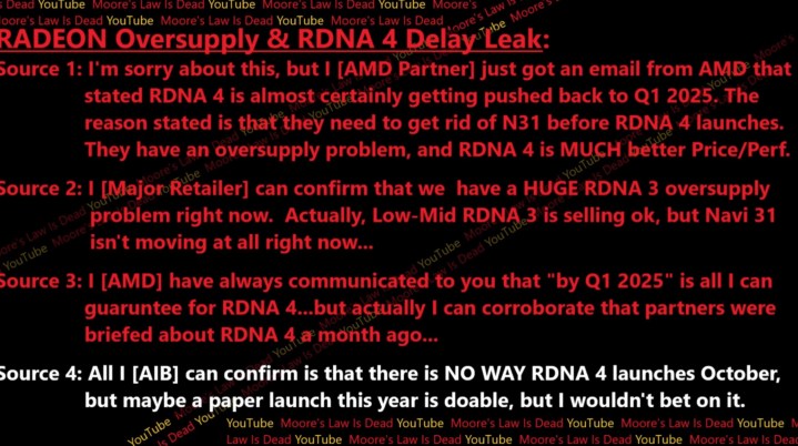 Citations concernant les retards de RDNA 4.