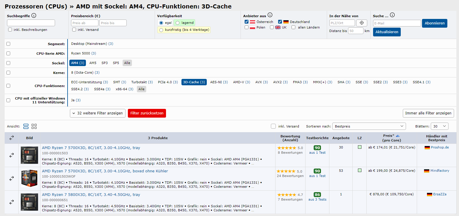 Ryzen 5700X3D Geizhals