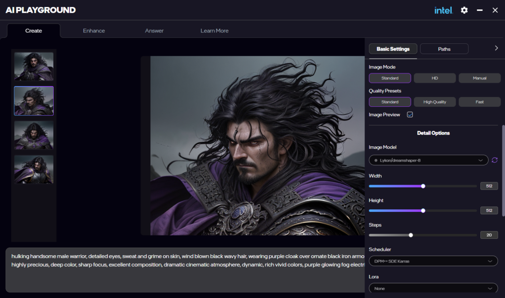 Création d'image avec AI Playground
