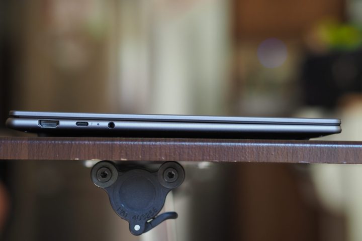 Lenovo Yoga Slim 7i Aura Edition left side view showing ports.