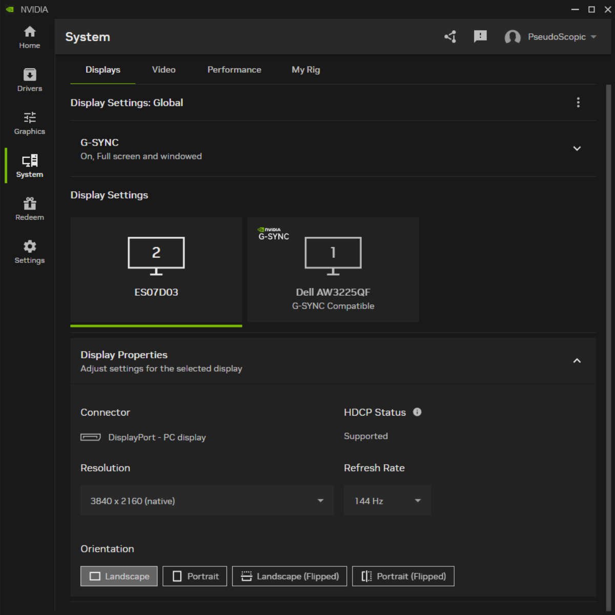 Nvidia App - Onglet des systèmes.