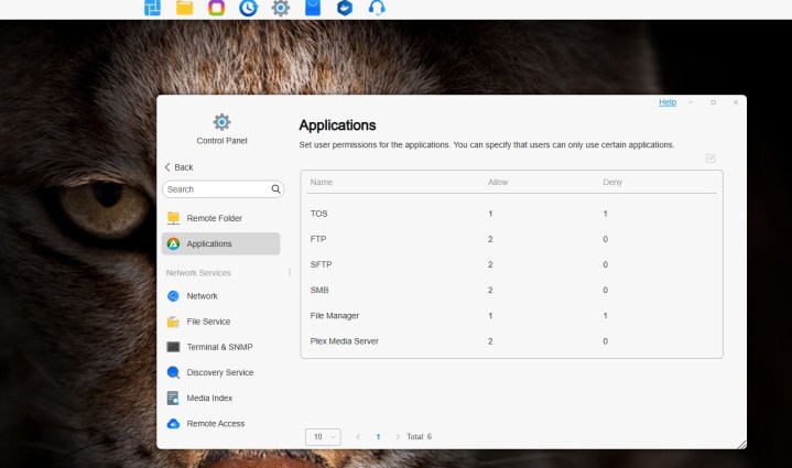 Paramètres des autorisations dans TOS 6.0.