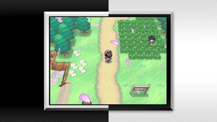 Un entraîneur Pokémon court sur un chemin dans Pokémon Black et White.