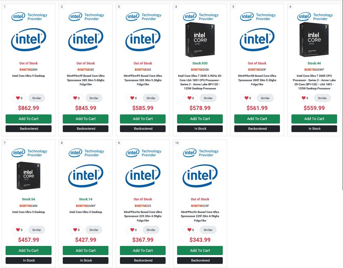 Core Ultra 200S locked CPUs PC-Canada