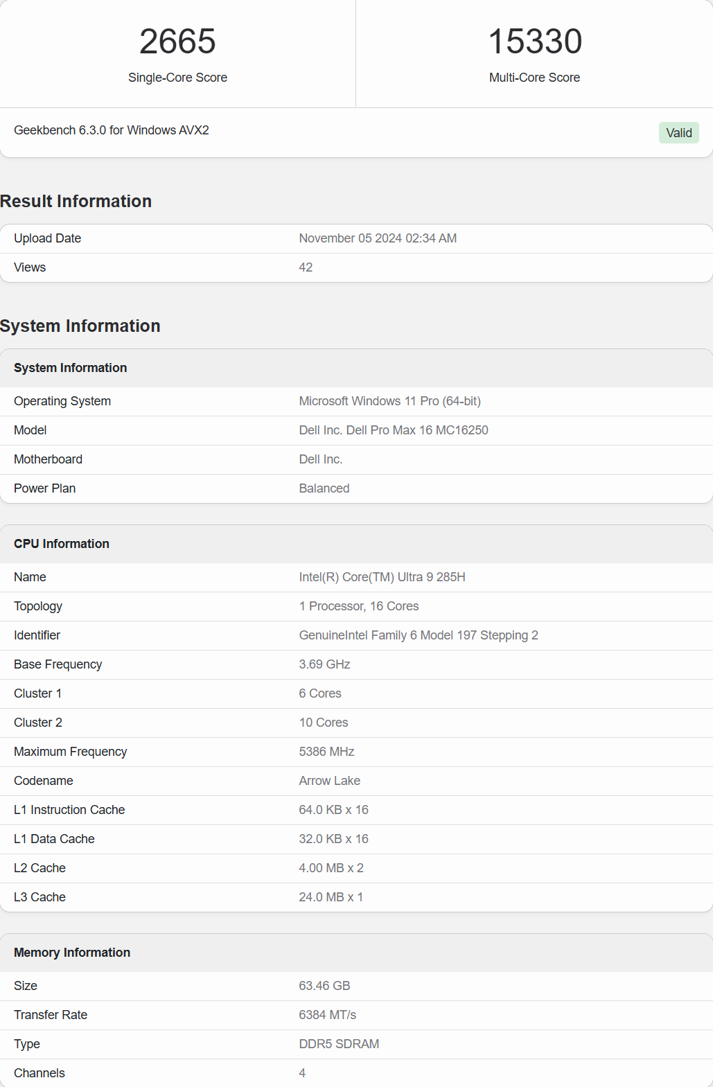 Intel Core Ultra 9 285H
