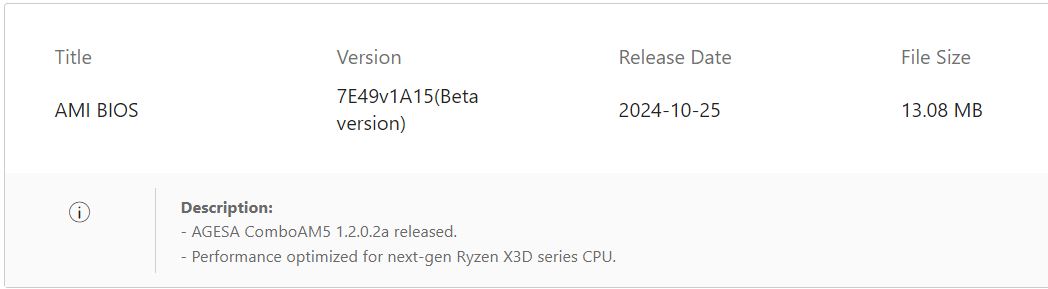 BIOS MSI X870E pour Ryzen X3D
