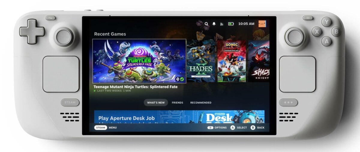 Valve Steam Deck OLED Limited Edition White handheld.