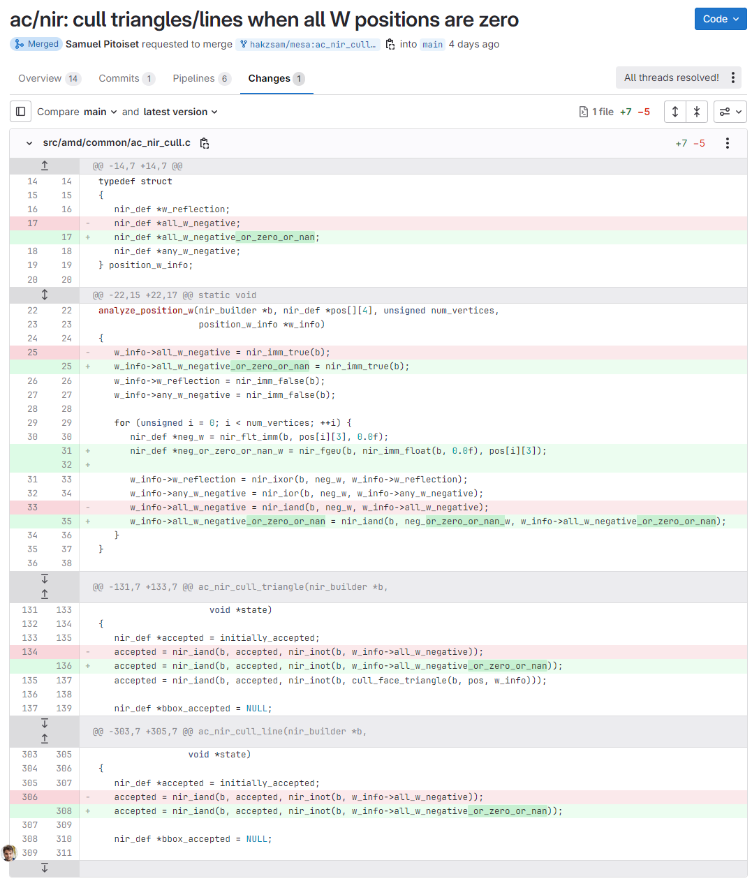 Correction du code RADV