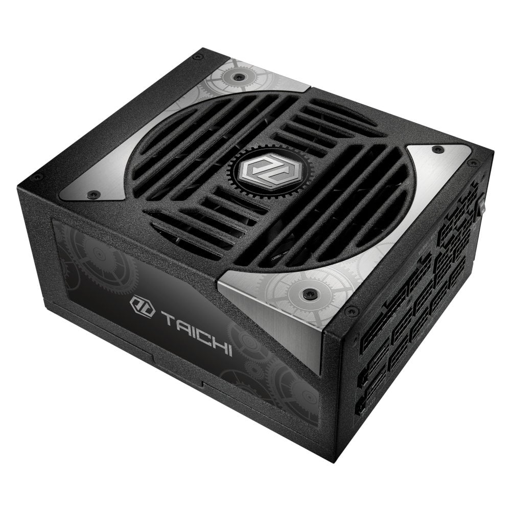 Alimentation ASRock Taichi avec un focus sur le ventilateur.