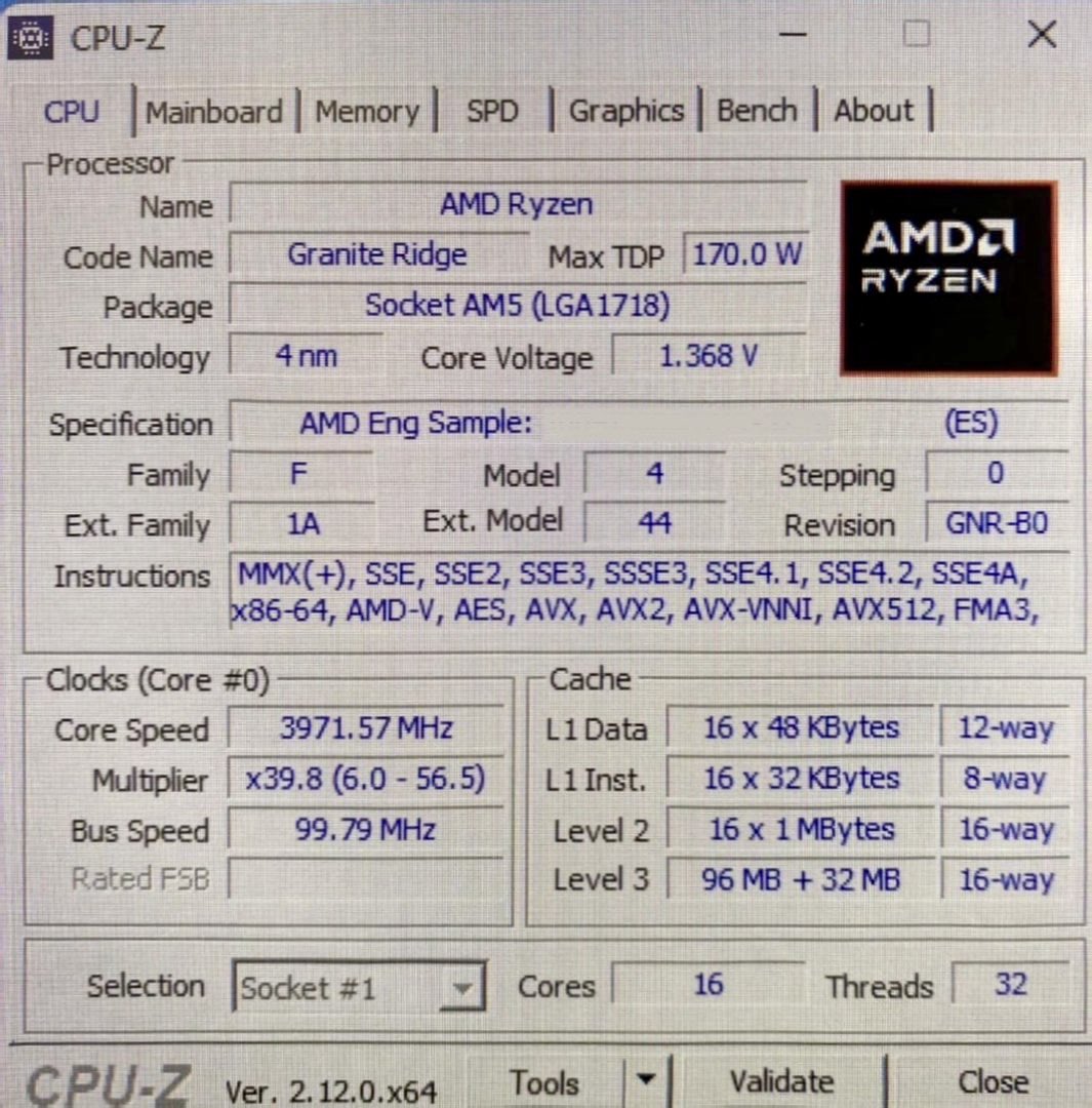 Ryzen 9950X3D CPU-Z