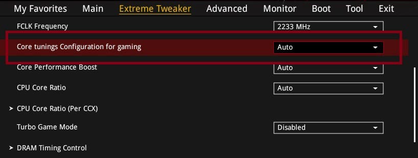 Caractéristique de l'optimisation des réglages pour les jeux sur les cartes mères AM5 d'ASUS