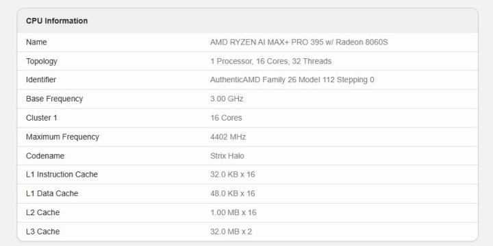 Un benchmark du Ryzen AI Max+ Pro 395.