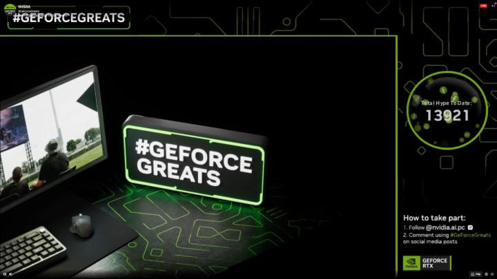 Capture d'écran du stream GeForceGreats de la série RTX 50.