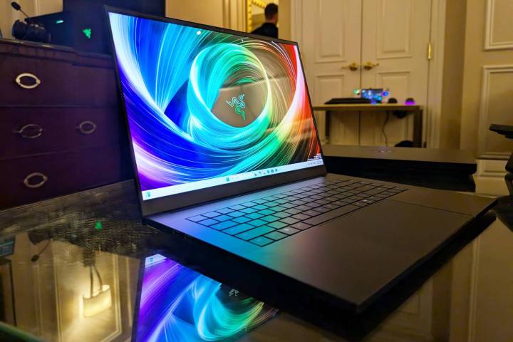 The Razer Blade on a table.