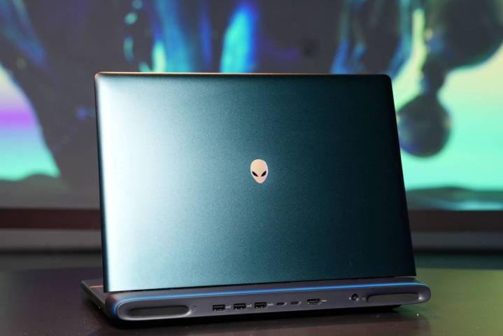 The lid of the Alienware 18 Area-51 on a table.