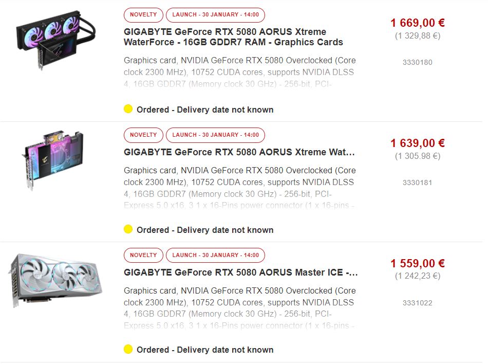 Gigabyte RTX 5080 custom editions 1