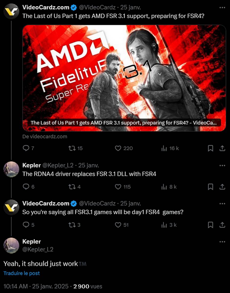 Fuite d'informations sur AMD FSR 4.