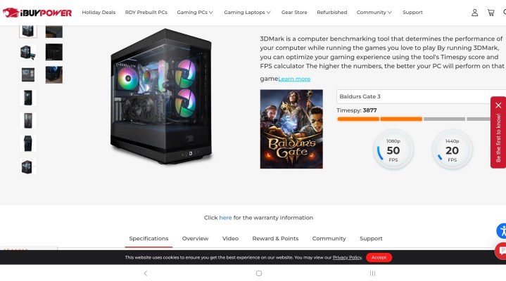 Performance d'un PC iBUYPOWER RTX 5080.