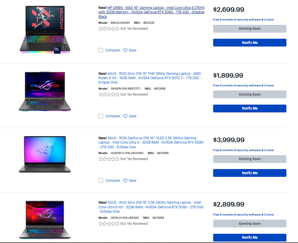 ASUS's RTX 50-Series Gaming Laptops Prices Revealed at Best Buy: ROG Strix SCAR With RTX 5090 For $4,299 2