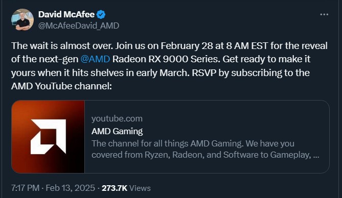 Annonce de la série RX 9000 par AMD.