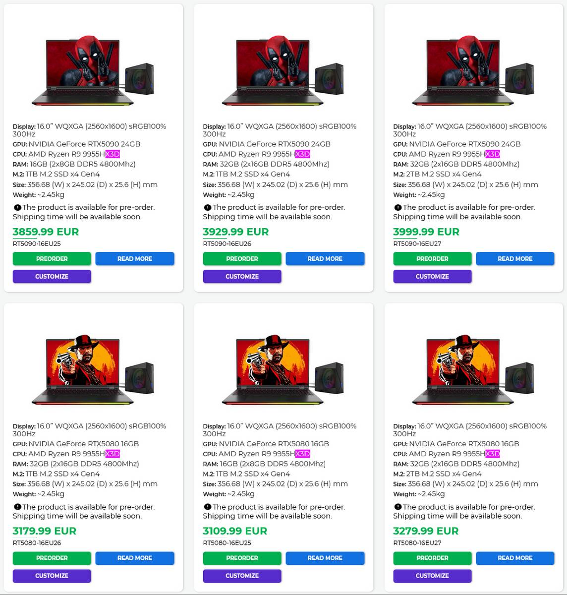 Ordinateurs portables AMD Ryzen 9 9955HX3D.