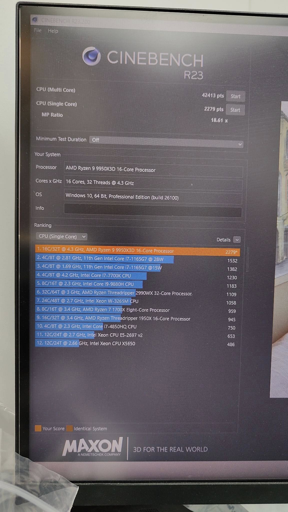 Ryzen 9950X3D Cinebench R23