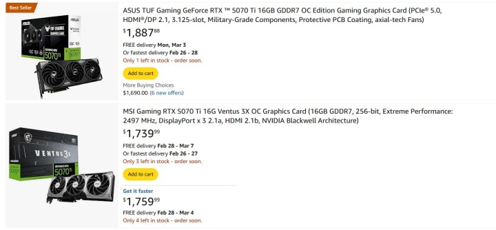 Annonces RTX 5070 Ti.