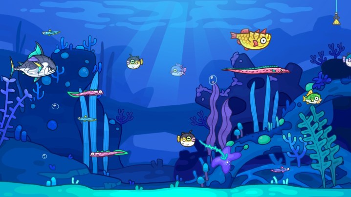 Poisson cartoon nageant à l'écran.