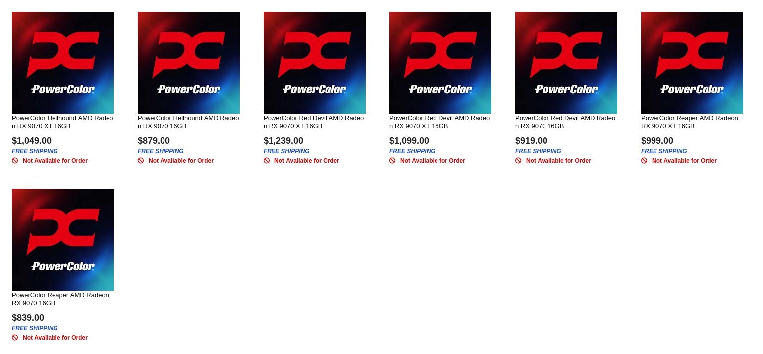 Liste des GPU PowerColor RX 9070