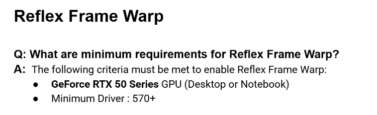 Compatibilité de Reflex Frame Warp