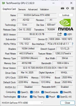 RTX 4090 48 Go GPU-Z