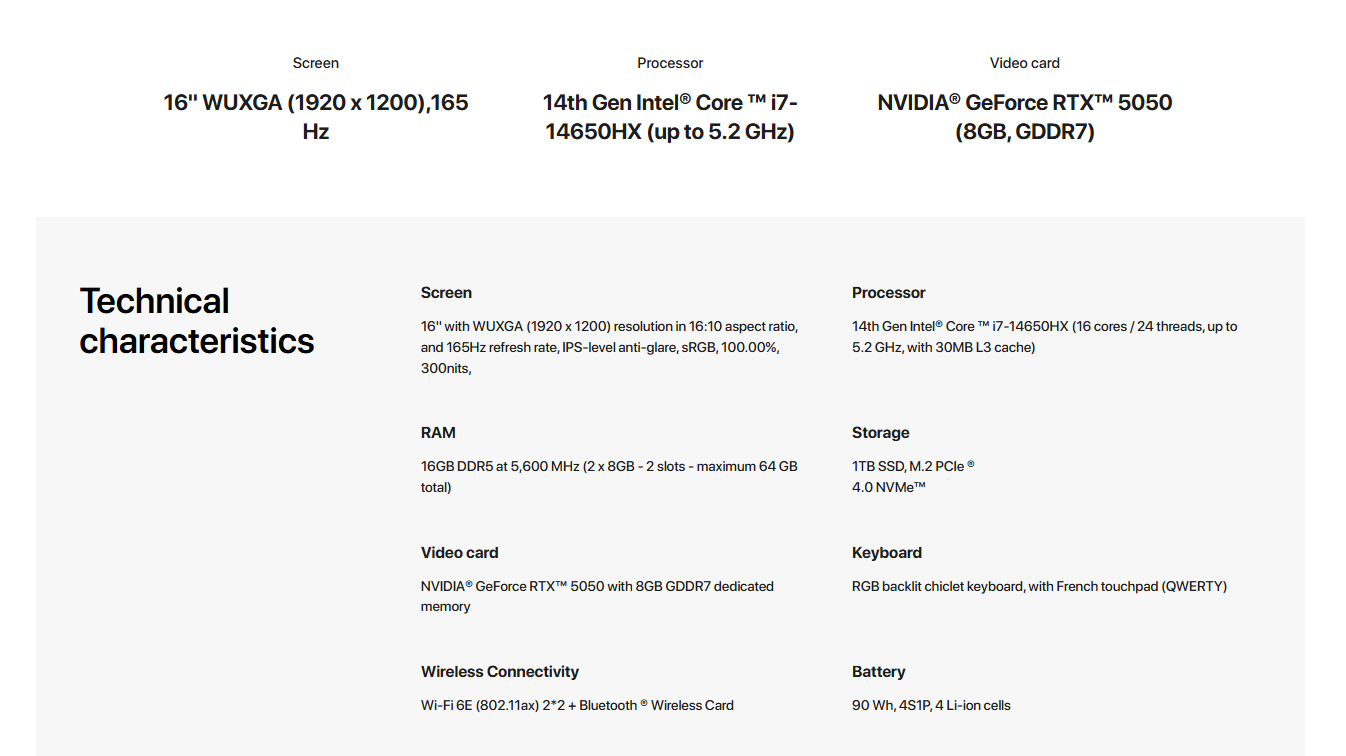 RTX 5050 8 GB GDDR7 listing
