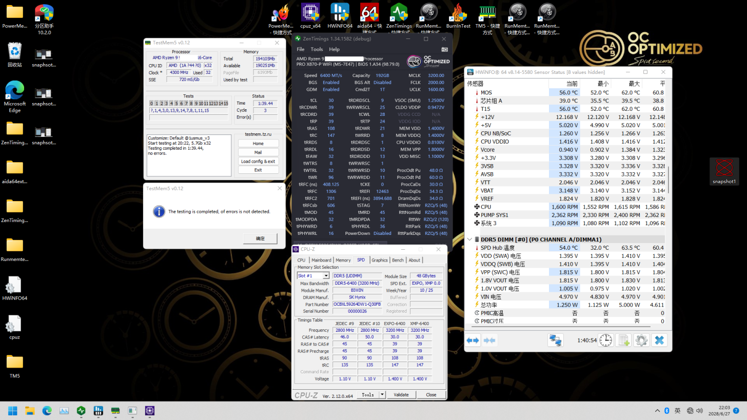 Kit de mémoire DDR5 Biwin DW100 192 Go