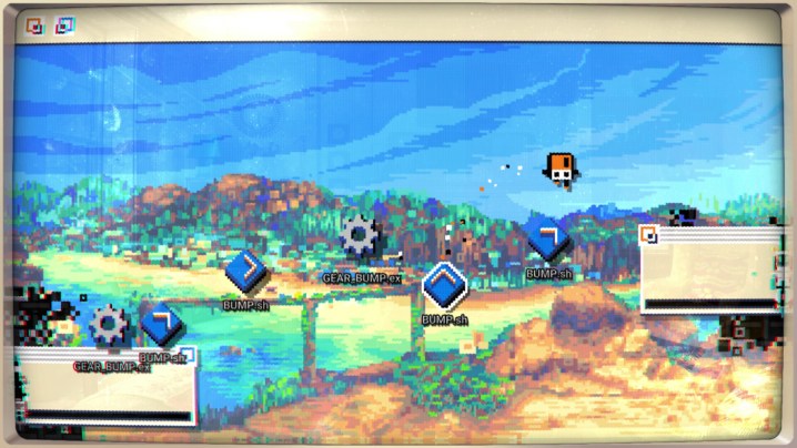 Un disque dur saute sur des boutons dans Mainframes.