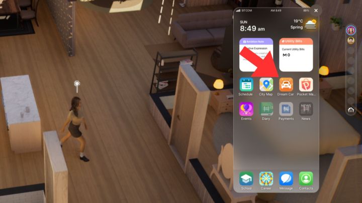 Application de voiture de rêve dans Inzoi.