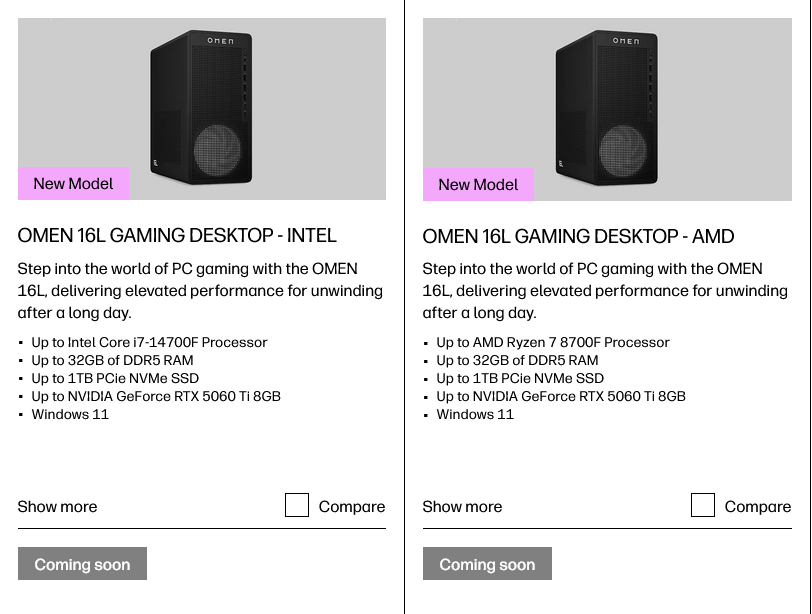 Configurations HP Omen 16L RTX 5060 Ti