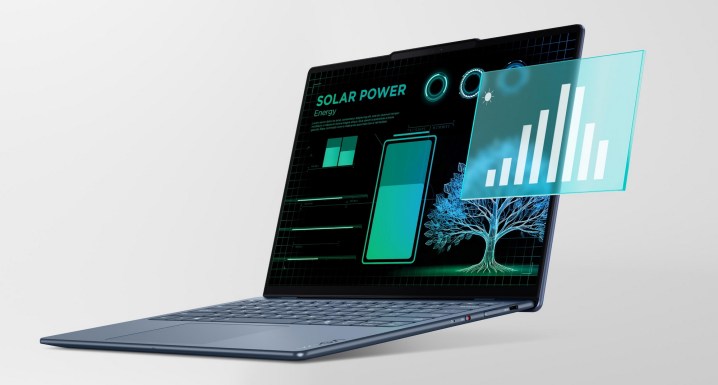 PC Lenovo yoga solaire sur fond blanc.