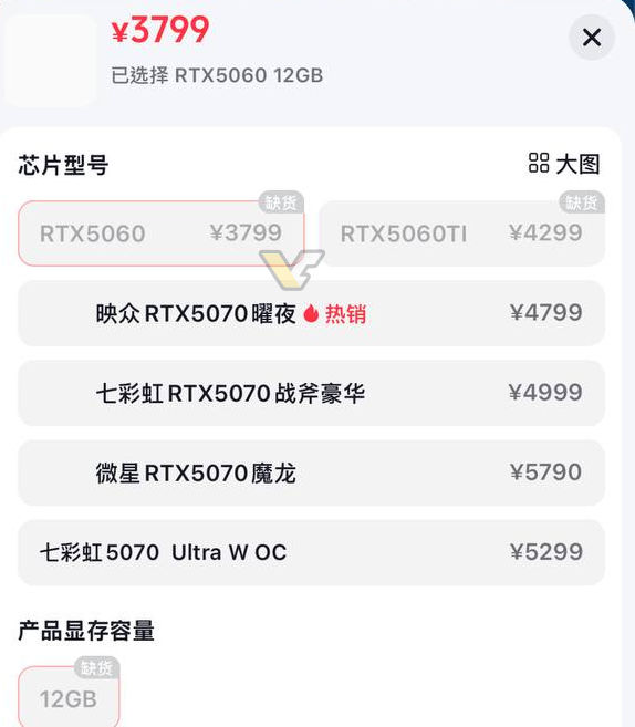 Prix RTX 5060 12 Go