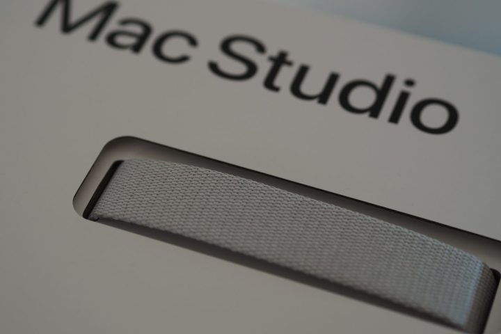 Apple Mac Studio packaging top with handle.