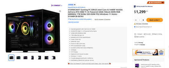 Stormcraft PC Sirius RTX 5060 Ti i5 14400F Newegg