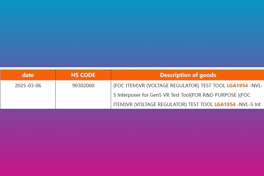 Capture d'écran d'un manifeste d'expédition contenant des références aux processeurs Intel Nova Lake et au socket LGA1954.